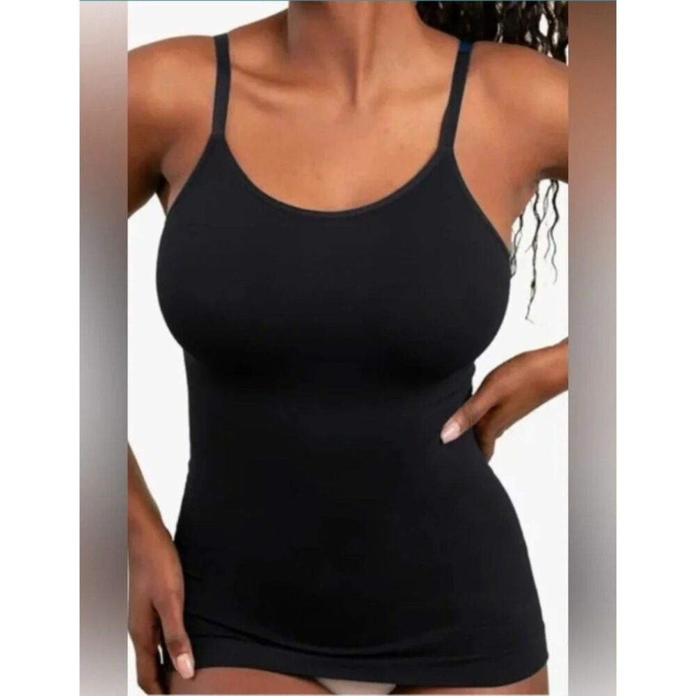 Empetua Black Scoop Neck Adjustable Straps Shapewear Black Cami | SZ 2XL